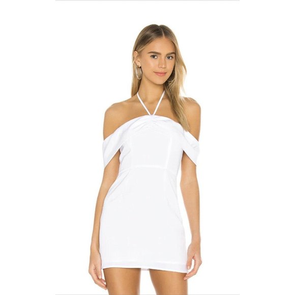 superdown Eliza Off Shoulder Dress White Neck Tie - Picture 2 of 6